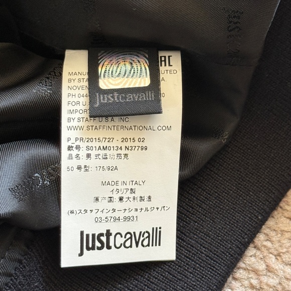 Just Cavailli Men's Python Snakeskin Printed Black bomber Jacket Sz 50 / M - Picture 4 of 11